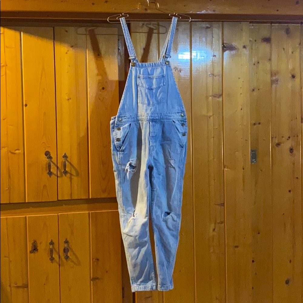 Zara distressed overalls